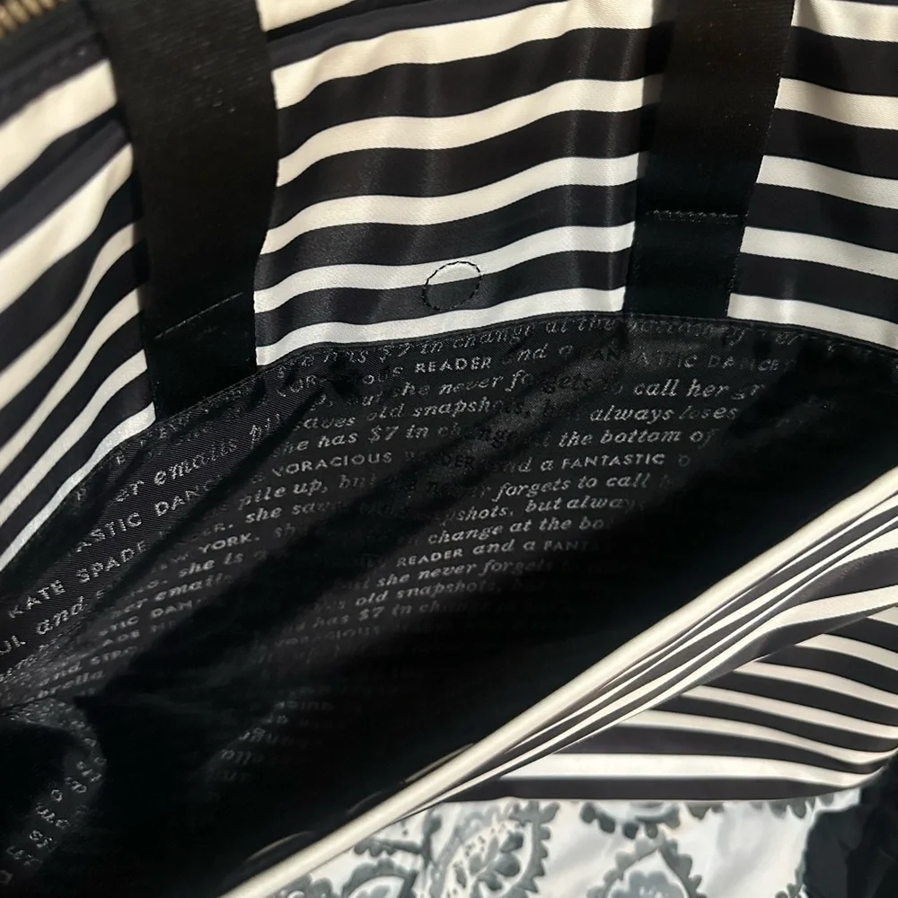Kate Spade Black & White Striped laptop bag